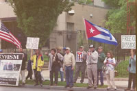 The Maimi Cubans included no people of color - except on their signs. Needless to say, their comments and behavior lacked creativity or sense. (153kb)